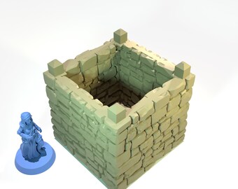 Small Square Tower Level 2 • Throne and Ash series by www.printablescenery.com • 3D printed modular Terrain • Tabletop RPG