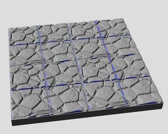 4x4 Floor pieces • 30 mm grid • Rough Fieldstone series of Dungeon Tiles • 3D printed modular Terrain w Magnetic Bases • Tabletop RPG
