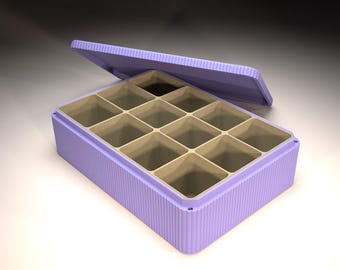 XXL Personalised Medical Items Storage with magnetic lid • optionally with your name • insert with 12 slots • ca. 255x180x68 mm