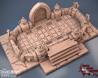 Arena de Combate para Masmorras • Grade de 38 mm • Terreno modular impresso em 3D • RPG de mesa • Compatível com HeroQuest