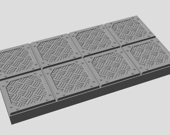 NEW DESIGN • 4x2 Floor pieces • Sci-Fi series of Dungeon Tiles • 3D printed modular Terrain with Magnetic Bases • Tabletop RPG