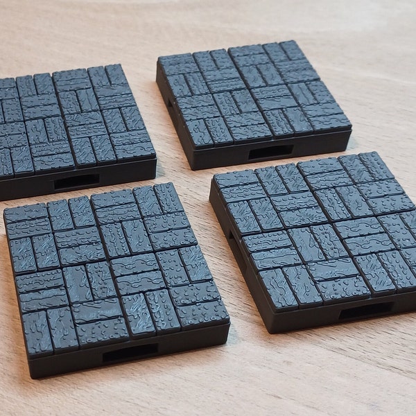 NEUES DESIGN • 2x2 Bodenteile • Brickwork Serie von Dungeon Tiles • 3D gedrucktes, modulares Gelände mit Magnetfuß für dein Tabletop-Rollenspiel