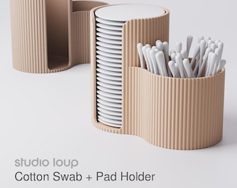 Soporte para hisopos y almohadillas de algodón (estilo 1 - estriado) • Accesorios impresos en 3D para su hogar y baño modernos
