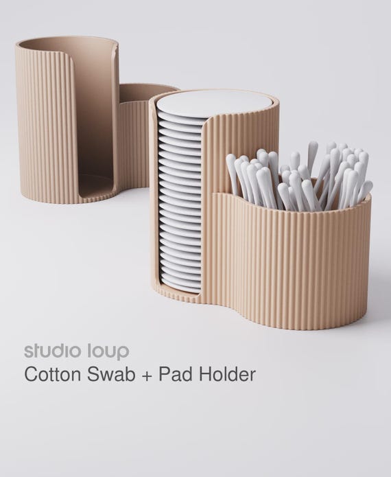 Cotton Swab & Pad Holder (Style 1 - ridged) • 3D printed Accessories for your modern home and bathroom