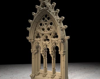 Gothic Tower Window plug • Darkness and Desolation series by www.printablescenery.com • 3D printed modular Terrain • Tabletop RPG