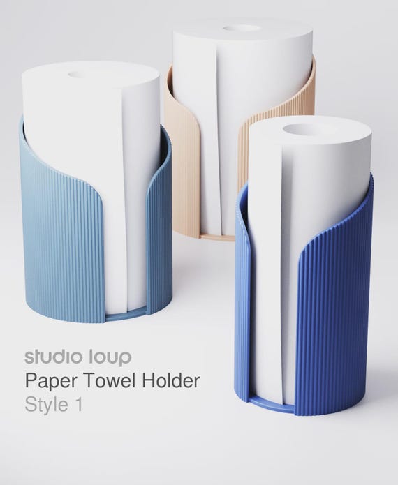 Paper Towel / Kitchen Roll Holder (Style 1 - ridged) • three sizes available • 3D printed Accessories for your modern home and office