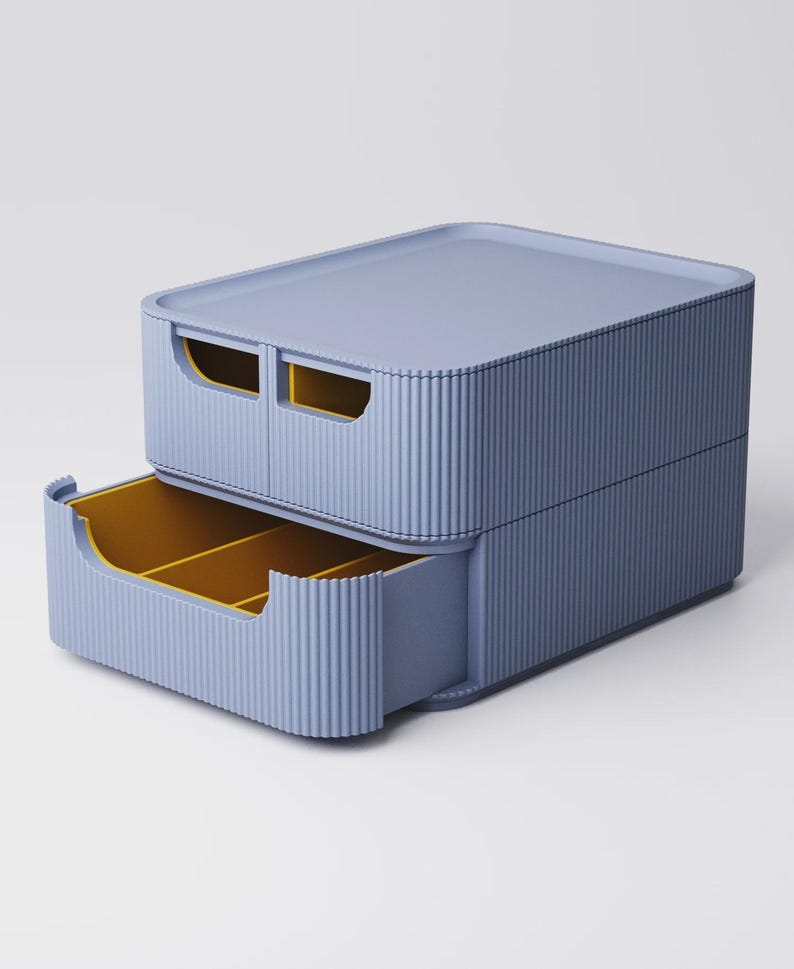 Modulaire laden • twee eenheden • drie laden met inzetstukken • ca. 143 x 183 x 120 mm • 3D-geprinte accessoires voor je moderne huis en kantoor afbeelding 2