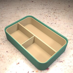 Caja apilable para suministros médicos y de baño • Insertos con 1, 2 o 4 ranuras • Aprox. 193 x 126 x 45 mm • Altura interna útil: 35 mm