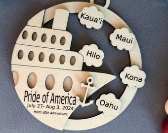 Personalized Cruise Ornament 2-5 stops/name
