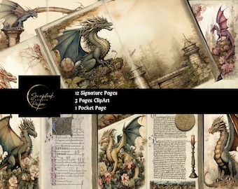 Dragon Fantasy WorldJunk Journal, Dragon Journal, Junk Journal Kit, Junk Journal, Junk Journal Paper, Craft, Printable, Digital Download