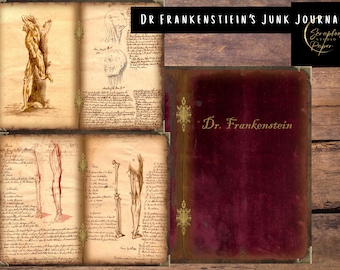 Frankenstein Junk Journal,  Junk Journal Kit, Halloween Journal, Vintage Frankenstein Journal, Halloween Junk Journal, Printable Halloween