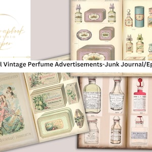 Vintage Parfüm Werbung, Vintage Ephemera, Parfüm Kunst, Magazin Kunst, Vintage Kunst, Junk Journal Kit, Parfümflasche, digitaler Download