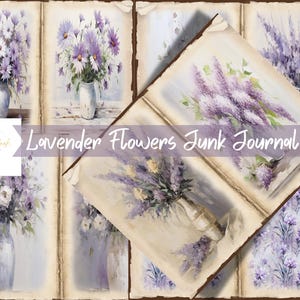 Pages imprimables pour le journal fleurs lavande, kit de journal indésirable fleurs lavande, papier de belles fleurs, feuille de collage numérique fleurs violettes