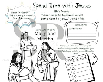 Mary and Martha Bible Story Worksheet, Sunday School Activity (PDF)