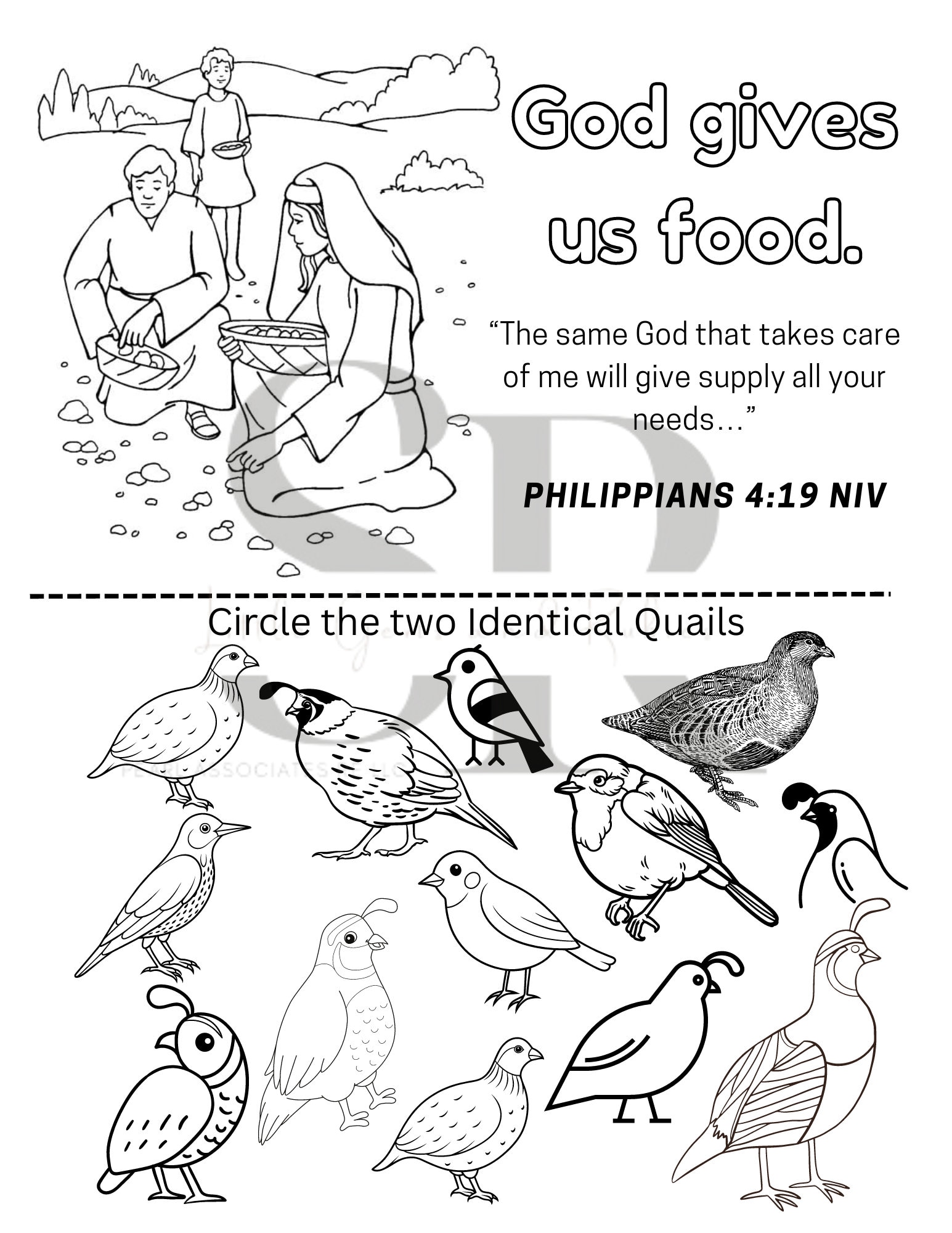 God Feeds Israelites in the Wilderness Worksheet. Sunday School