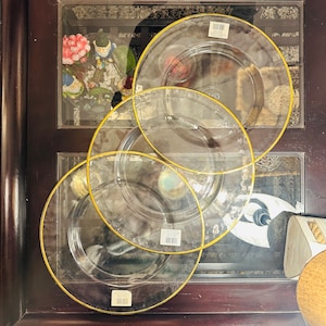 Set of 3 Charge It by Jay 13” Round Gold Rim Glass Charger Plates – Elegant Table Setting for Weddings & Formal Dining