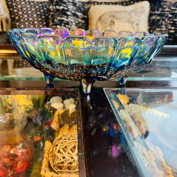 Vintage Indiana Glass Blue Carnival Harvest Grape Set | 6-piece