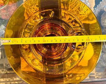 ヴィンテージ インディアナ グラス アンバー スナックセット：キングズ