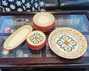 Bobby Flay Sevilla 10-Piece Dinnerware Set – Rustic Stoneware Plates, and Serving Dishes