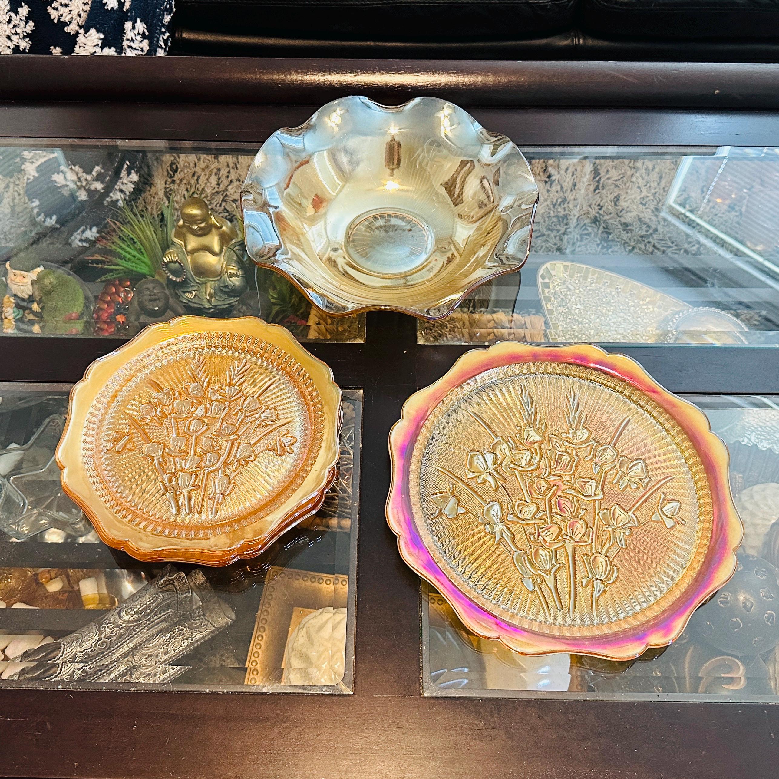 Vintage Jeannette Iris Herringbone Marigold Carnival Glass Set - Etsy