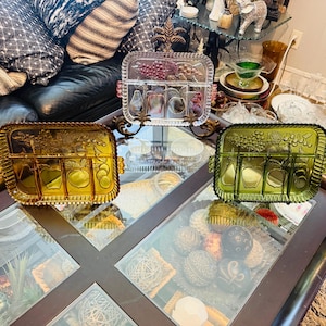 Vintage Servierschale aus Indiana-Glas – Klare rechteckige Platte, Retro-Tischdekoration