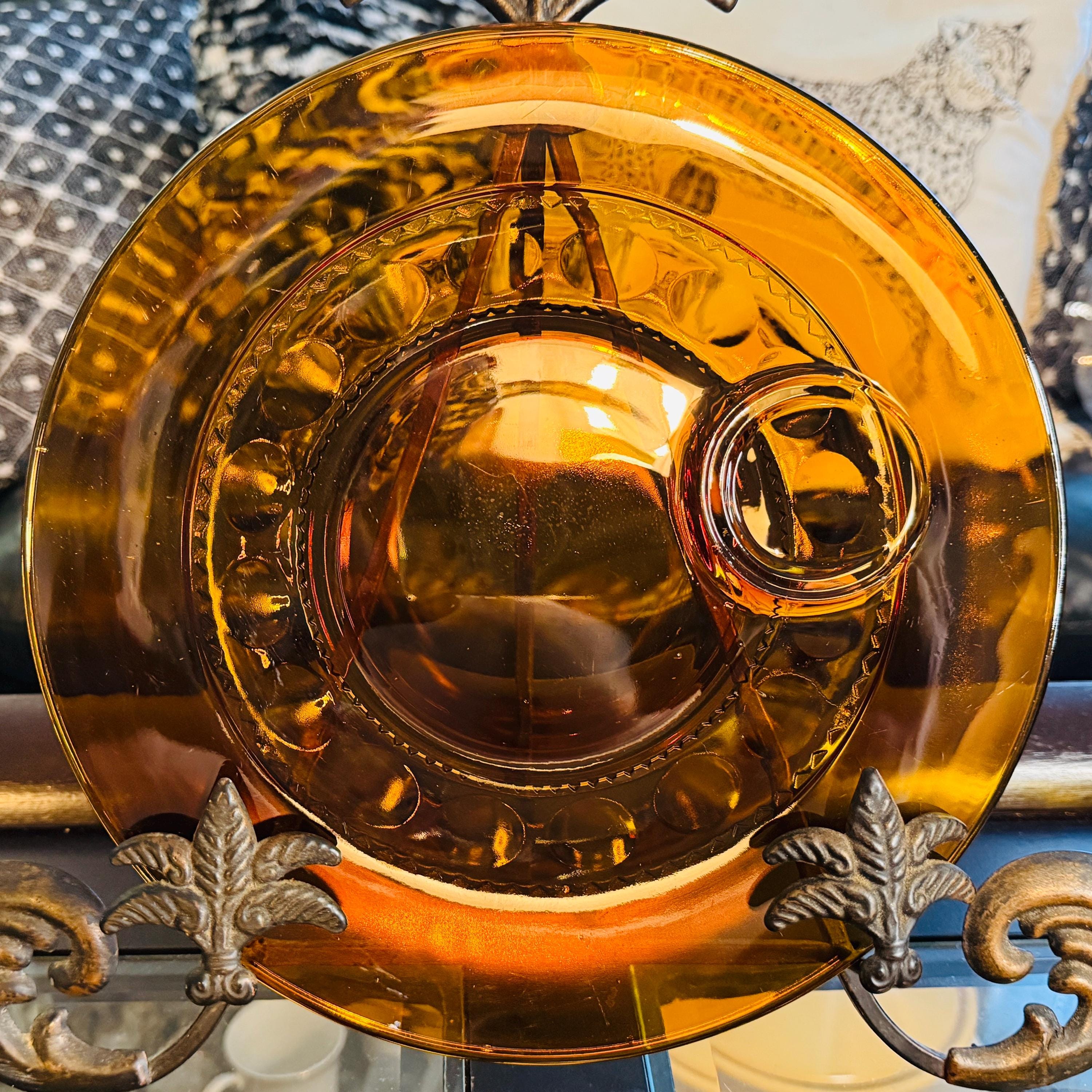 ヴィンテージ インディアナガラス アンバー スナックセット：キングス