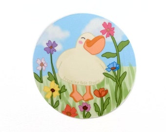 Happy Goose in a Field of Flowers Vinyl Sticker| Silly Goose Feeling Her Juice | Cute Animal Sticker | Water Bottle Computer Decal