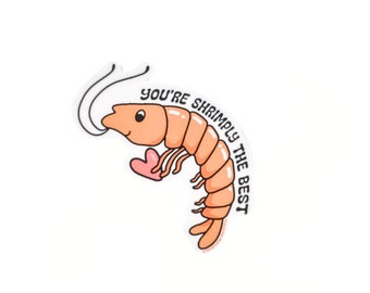 Shrimply the Best Sticker, Best Friend Gift, Kawaii Shrimp, Funny Laptop Sticker, Aesthetic Stickers, Water Bottle, Kindle, Cup, Computer