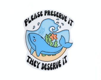 Protect Our Oceans Sticker | Respect the Locals | Marine Biology | Cute Whale Sticker | Marine Biologist | Ocean Stickers | Love Your Mother