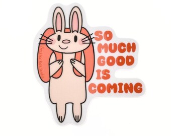 Cute Rabbit With Backpack Sticker - Cute Animal Meme Sticker for Laptop, Water Bottle, Journaling, MacBook, Computer, Phone, Kindle & Gifts