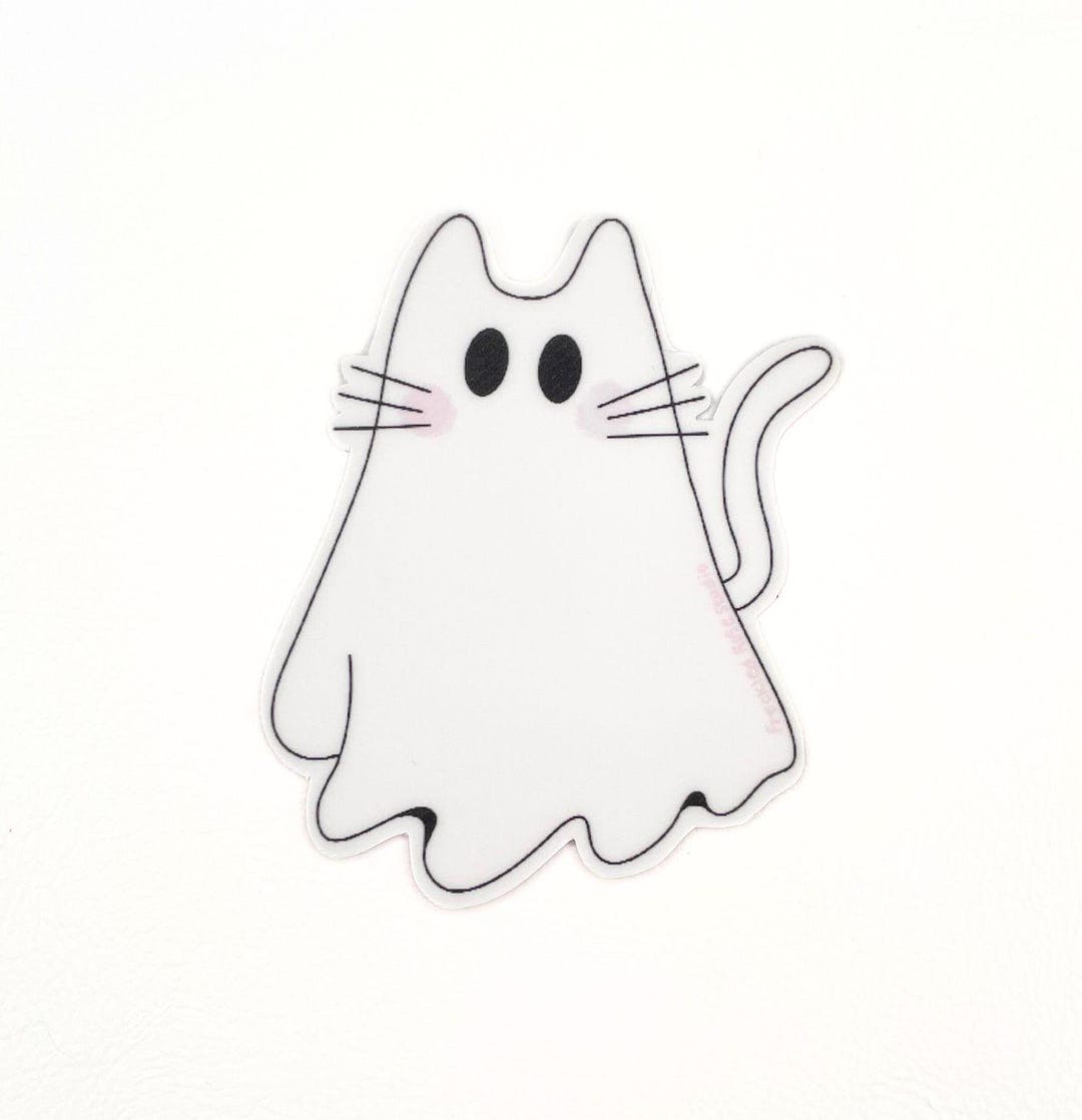 Cute Ghost Cat Sticker | Spooky Halloween Gift | Vinyl Decal | Funny ...