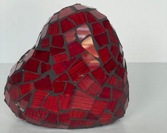 Red Mosaic Heart Custom Mosaic Heart Art Glass 3D