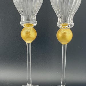 Gorgeous Pair of Union Street Manhattan Gold 8&quot; Single Light Candlesticks