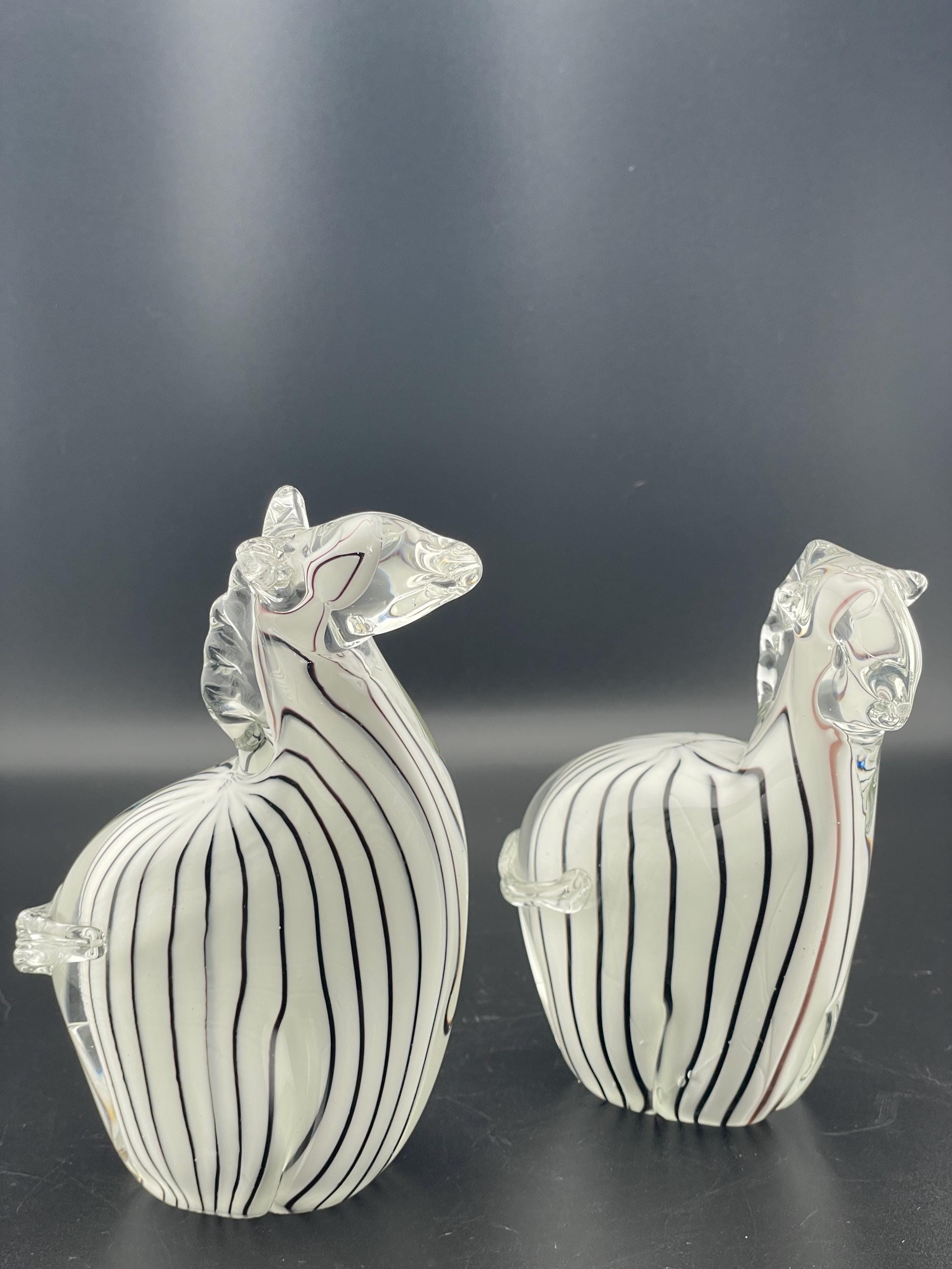 7インチ ムラーノスタイル アートガラス ゼブラ フィギュア