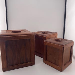 Vintage Delphin Teakholz Vorratsdosen Set von 3