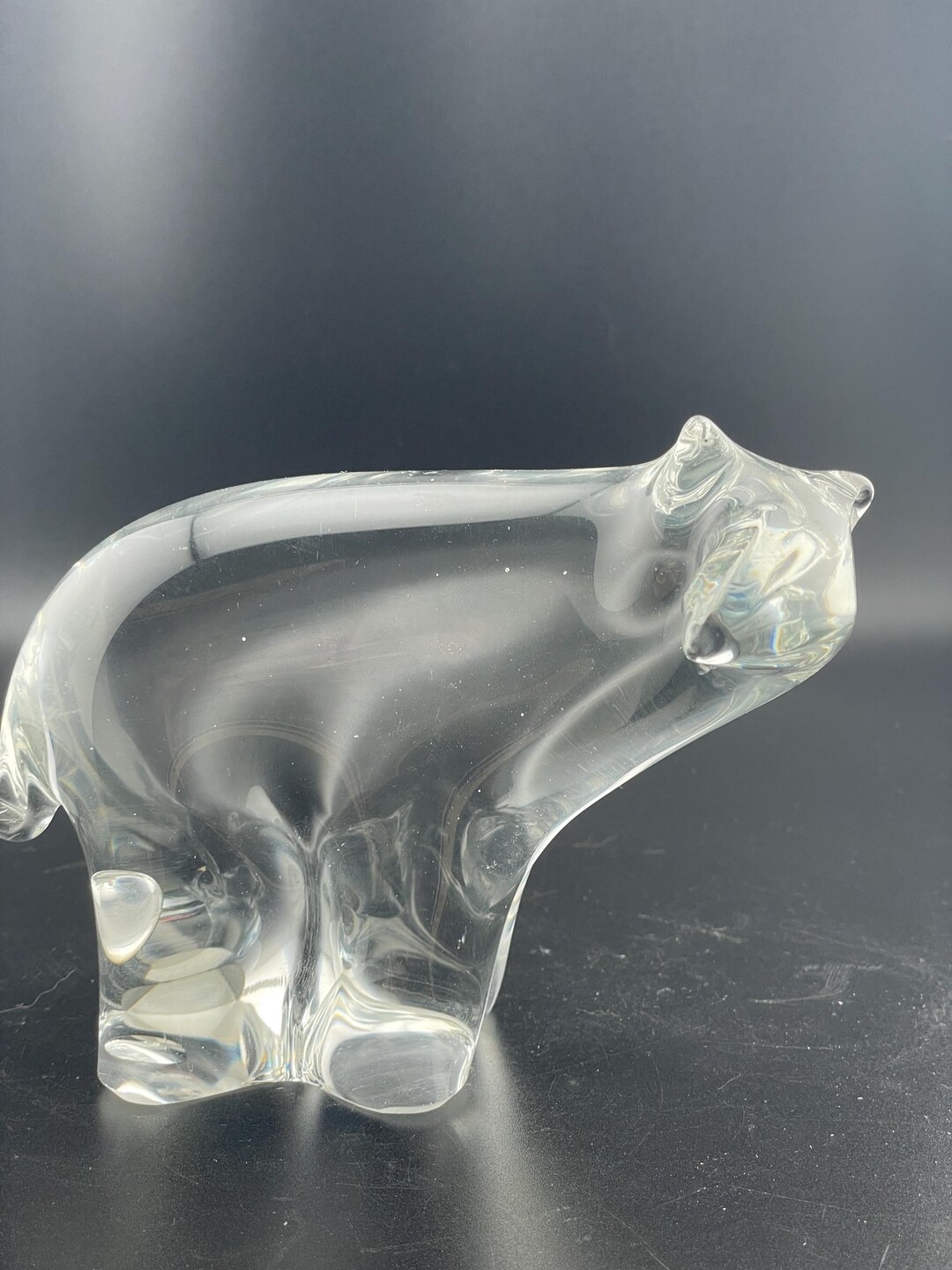 Vintage Crystal Glass POLAR BEAR FIGURINE Paperweight Etsy