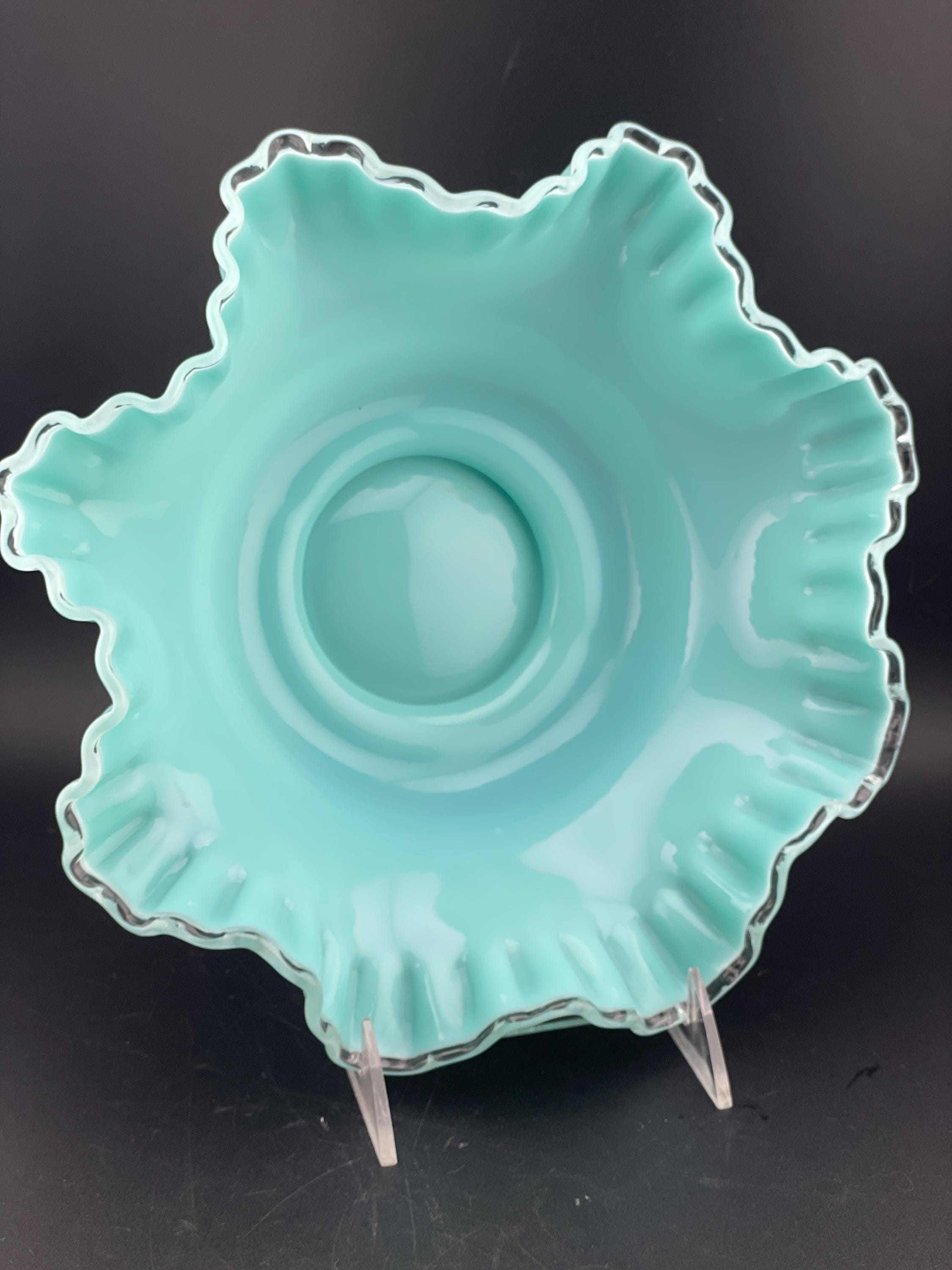 Fenton Aqua Crest Bowl - Etsy