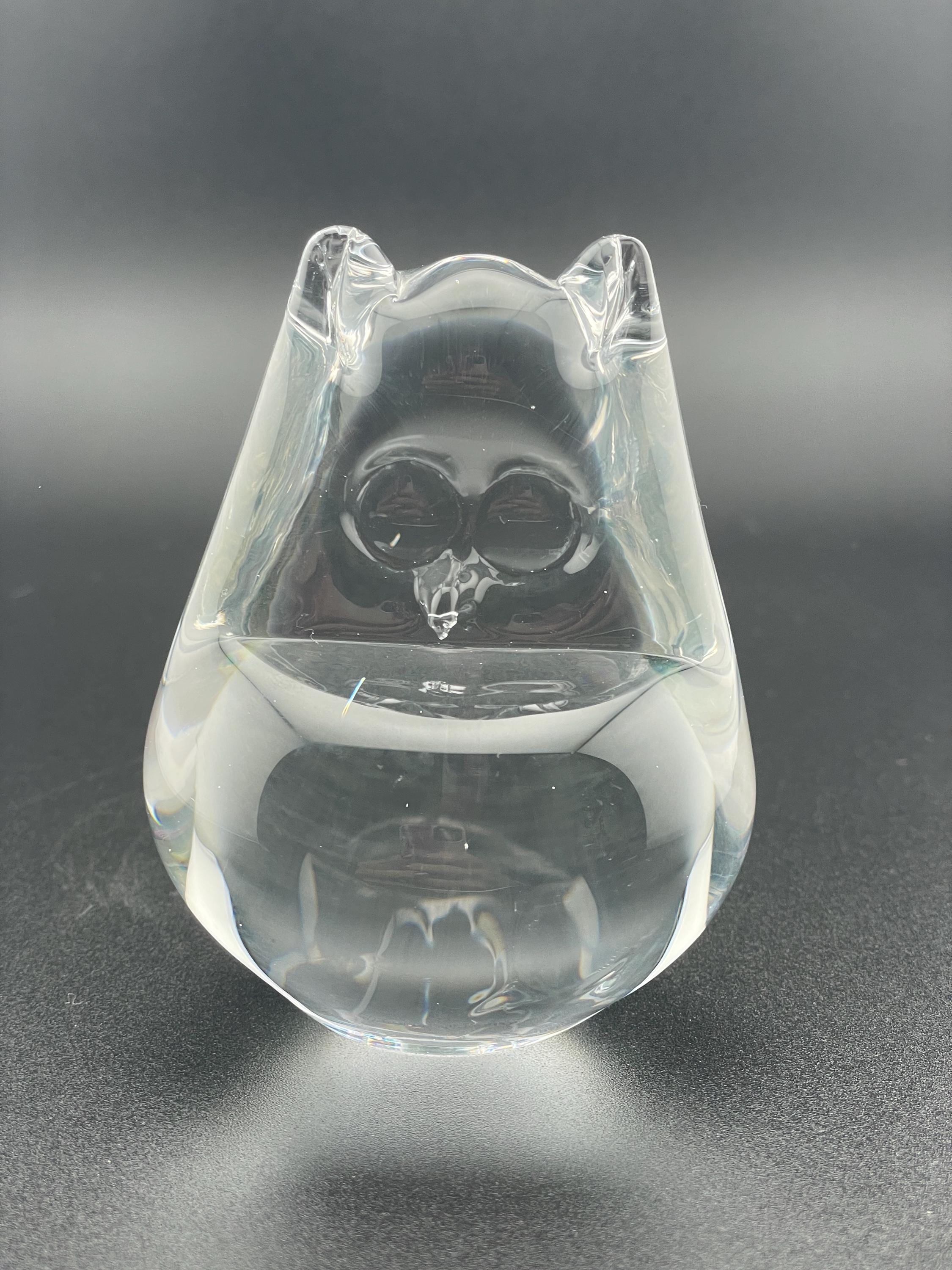 Vintage Art Glass Owl Figurine - FM Konstglas Ronneby Sweden