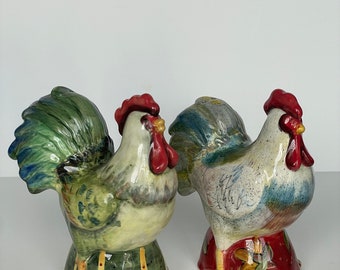 Ensemble sel + poivre poulet en céramique vintage CIC China SW Figurines vintage coq + poulet shakers