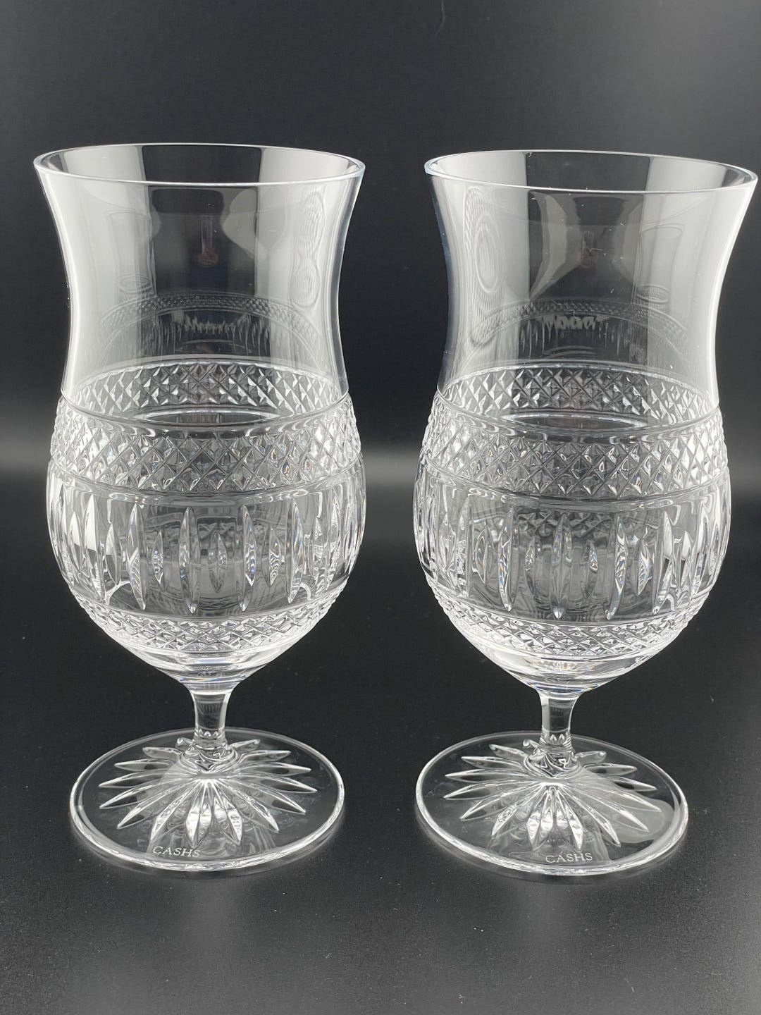 Rare CASHS of Ireland Crystal Glasses Water and Champagne Etsy