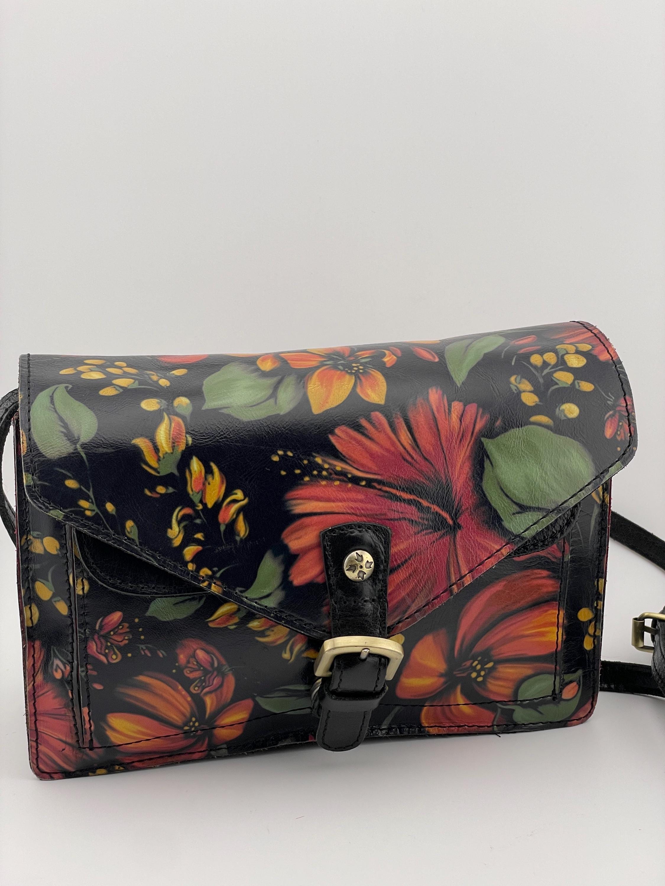 Patricia Nash Floral Leather Crossbody Bag in Green and Orange Patricia Nash Pilzone Leather Frame Crossbody Bag | HSN main image 2