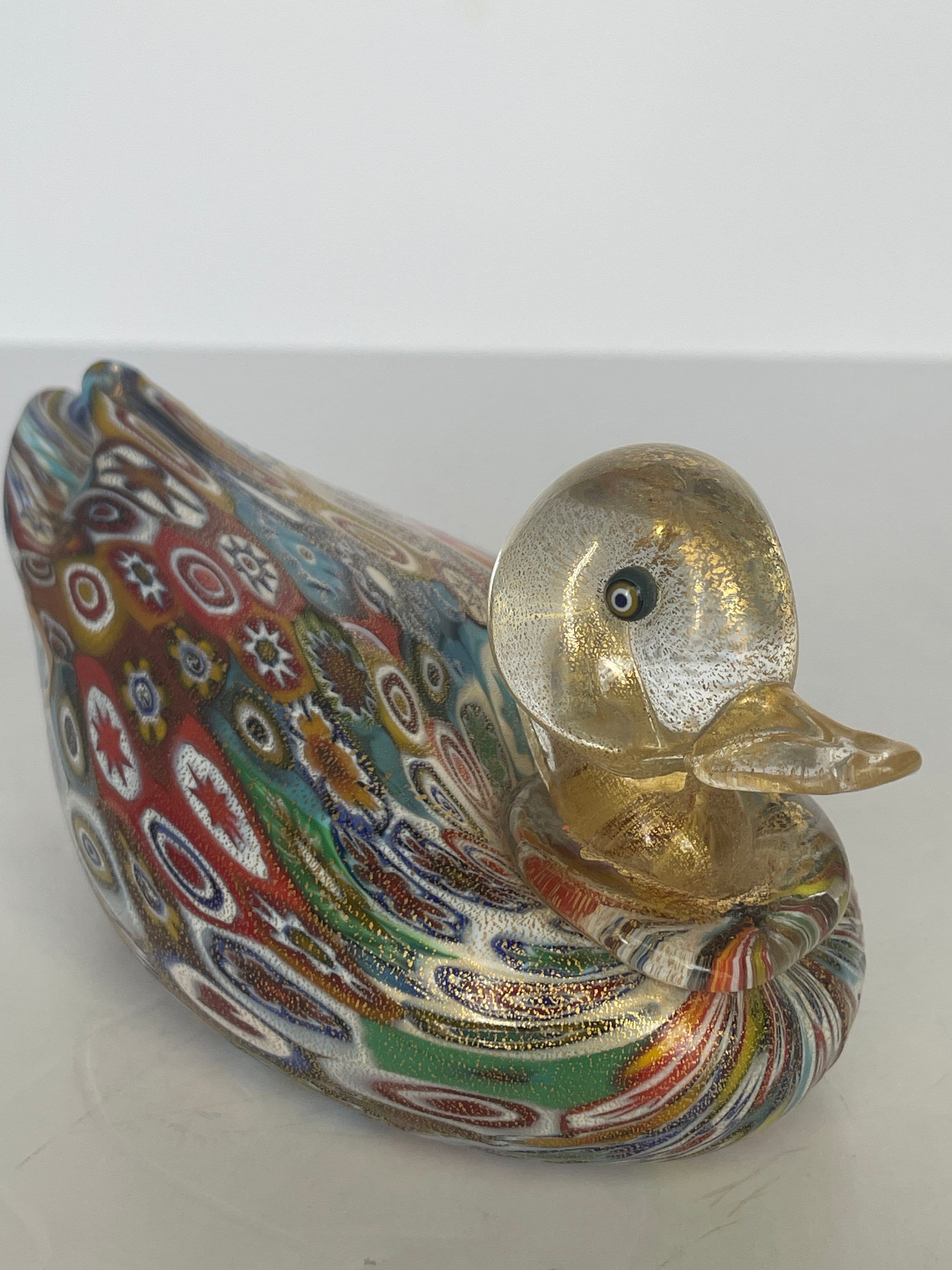 Murano Glass Figurine, Murano Millefiori Gold Duck, Pesci