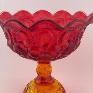LE Smith EAPG Moon & Stars Amberina Pedestal Bowl