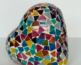Rainbow Mosaic Heart Custom Mosaic Heart Art Glass 3D