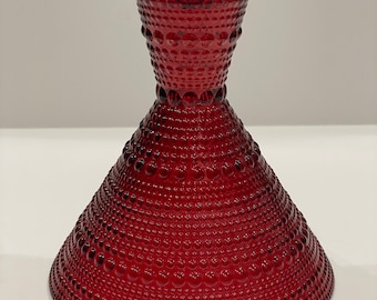 RARE Ruby Red Hobnail Taper Candlestick Holder