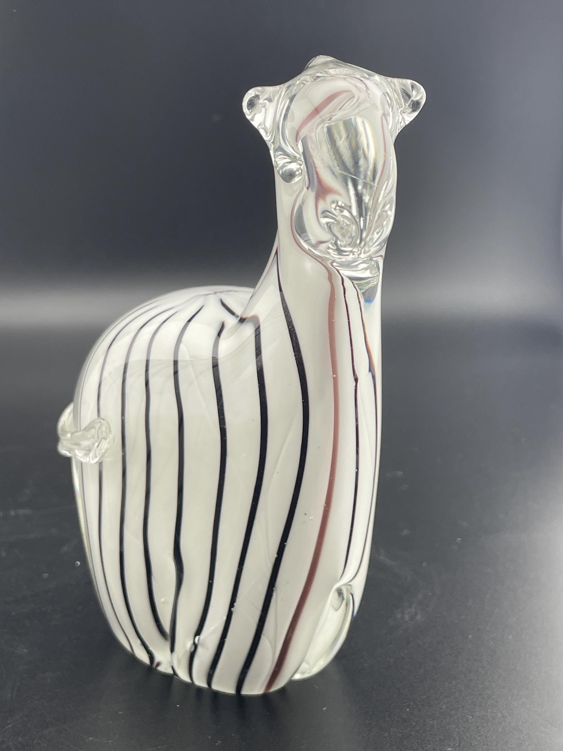 7インチ ムラーノスタイル アートガラス ゼブラ フィギュア