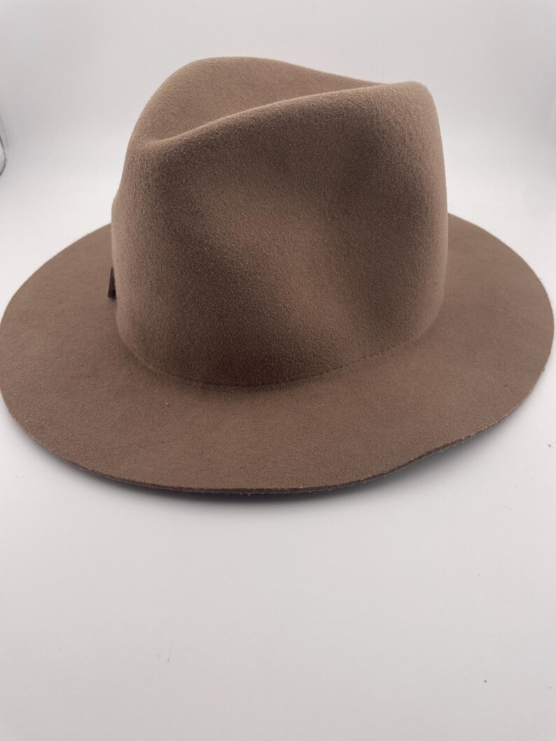 Puede incluir: Un sombrero fedora marr&oacute;n con ala ancha. El sombrero tiene una corona cl&aacute;sica en forma de l&aacute;grima y una cinta de grogr&eacute;n. El sombrero est&aacute; hecho de un material suave similar al fieltro y es adecuado para varias ocasiones.
