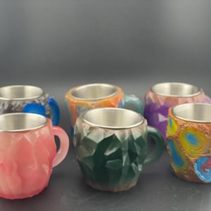 Set of Six Geode Crystal Mineral Mugs Stainless