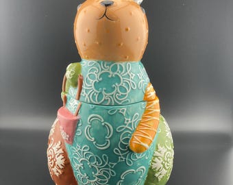 Cracker Barrel “EASTER” Cookie Jar~Multi Color Bunny Rabbit