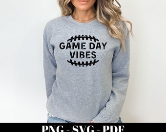 Game Day Vibes Football Design, SVG PNG PDF (Digital Download)